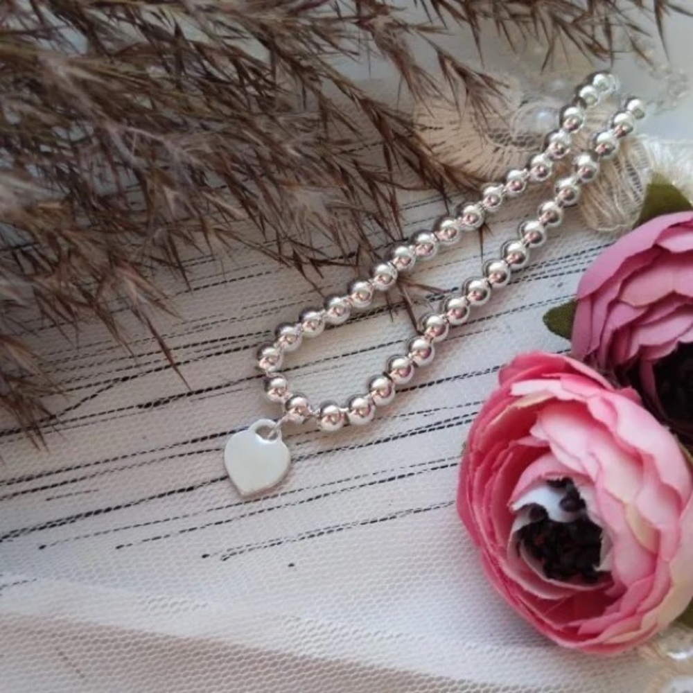 “Please Return to... New York” Beaded Sterling Silver Bracelet Heart Charm